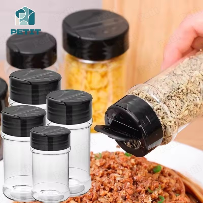 ขวดเครื่องเทศ PET พลาสติกใส โถเครื่องปรุงพร้อมฝาปิด ขวดเก็บเครื่องปรุงรส ภาชนะใส่เครื่องเทศ จัดเก็บครัว - รูปที่ 3