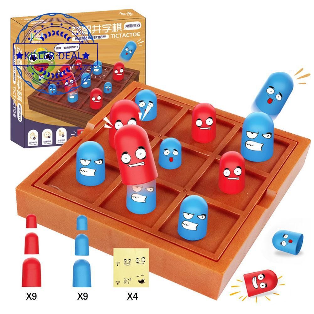 Tic Tac Toe ตารางหมากรุกเกมกระดาน Nesting ตุ๊กตาเกมกลยุทธ์สําหรับครอบครัวพ่อแม่และลูก Q8c8