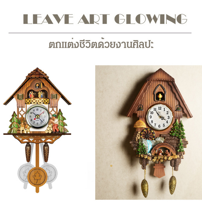 นาฬิกาติดผนัง สไตล์นอร์ดิกดั้งเดิม นาฬิกากุ๊กกู สไตล์ สวิงอัตโนมัติ การตัดด้วยเลเซอร์ น้ำหนัก ทันสมัย - รูปที่ 2