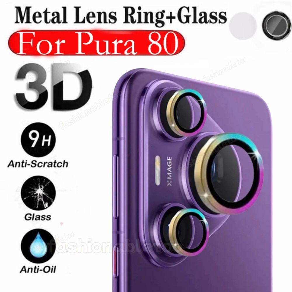 สําหรับ Pura80 แหวนโลหะกล้องเลนส์ป้องกันฟิล์มสําหรับ Huawei Pura 80 pro plus 80 Ultra Pura80 pro Pura80pro + Pura80proplus Pura80Ultra กระจกนิรภัยคลุมทั้งหมดฟิล์มป้องกัน