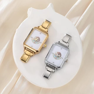 ⌚นาฬิกาข้อมือสแตนเลสสีทอง ออกแบบเหมือนดอกไม้ อิตาลีสไตล์ สายเรียวเหมาะสำหรับวงแขนขนาด 9 มิลลิเมตร