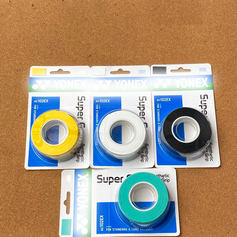 ​​Y0NEX AC 102 EX Grip Tape - ยางแบดมินตันและเทนนิส Super Grap 3 in 1 เคลือบกันลื่นสําหรับจับที่สะดว