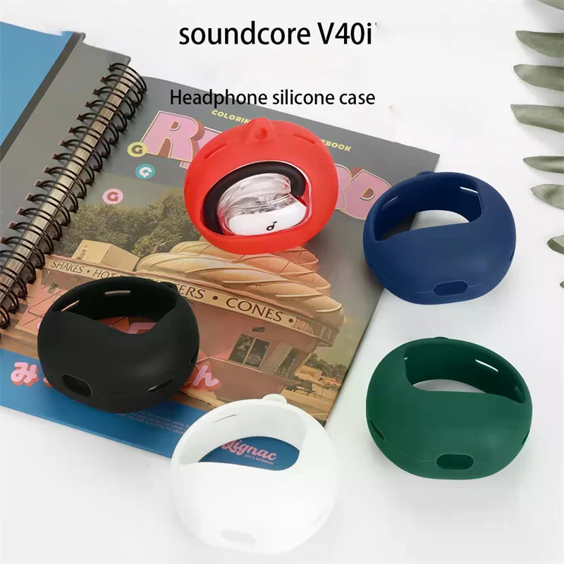 สําหรับ soundcore V40i เคสซิลิโคนสีทึบกันกระแทกหูฟังอุปกรณ์เสริมสําหรับ soundcore V40i ฝาครอบ