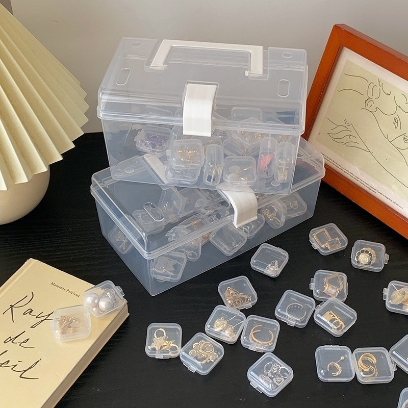 Roselife 1 ชิ้นอุปกรณ์จัดเก็บเครื่องประดับต่างหูสร้อยคอแหวน Netflix โปร่งใสแบบพกพากล่อง - รูปที่ 3