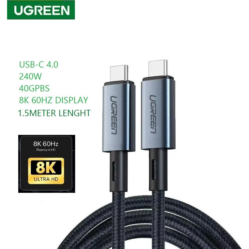 UGREEN 240W สาย USB C ถึง Type C Thunderbolt 3 Fast Charging Video Out สําหรับ Samsung Huawei USB4.0