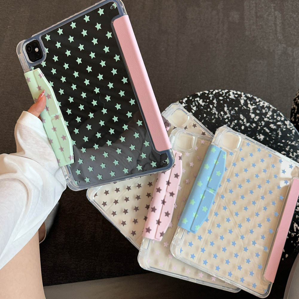 เต็มหน้าจอดาวสําหรับ iPad Air 11 กรณี iPad 10th 11th A16 9th ฝาครอบ iPad Pro11 4 5 10.9in 12.9 M2 M3 M4 ผู้ถือดินสอ