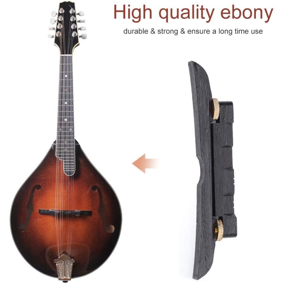 Dilwe Mandolin Bridge, Adjustable Ebony Bridge Mandolin Instrument DIY Repair Parts KVX4