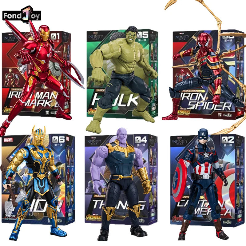 The Avengers Original Fondjoy Iron Man MK50 Iron Spider Thor Thanos Hulk Action Figure Movable Figur