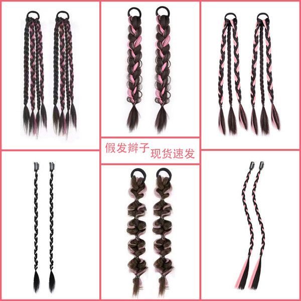 Y2k สาวร้อนถักผมคู่วิกผมหางม้า Braids มวย Braids สกปรก Braids อุปกรณ์เสริมผม Twist Braids วิกผมปลอม 