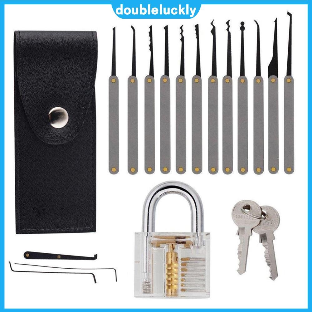 ✿ดล1♣  17 ชิ้น Professional Lock Pick Set มัลติฟังก์ชั่นไม่มีล็อคปลดล็อค Extractor Pick Key ชุดเครื่