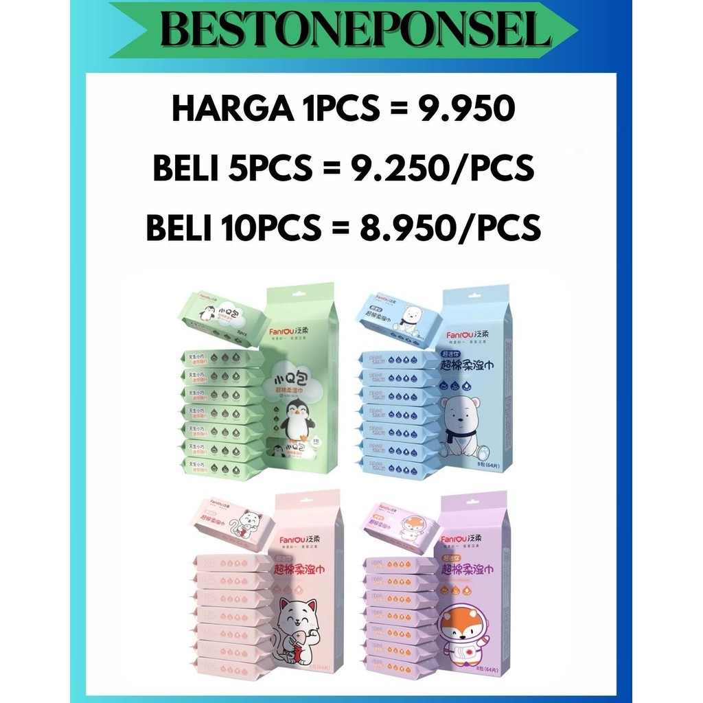 BOP [1 SET 8 แพ็ค] 8in1 MINI WIPES WET TISSUE UNIQUE PACKAGING CUTE TISSUE WET WIPES