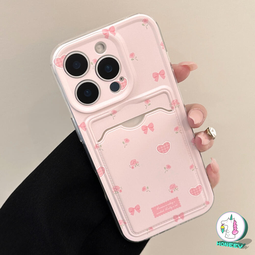 Girly สีชมพู Bowknot ผู้ถือบัตรเคสโทรศัพท์สําหรับ iPhone 16 11 15 14 Pro Max 12 13 Pro Max 16 Plus X XS XR 7 8 Plus กระเป๋าสตางค์กันกระแทก Soft TPU ฝาหลัง ราคา ถูกที่สุด ดีลบีเคเค แกลเลอรีภาพที่ 4