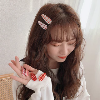 กิ๊บติดผมลายจุดสีแดง BB clip หน้าม้าลายตารางหมากรุกสีแดงและสีขาว กิ๊บติดผมสไตล์เกาหลีสไตล์สาวหวาน