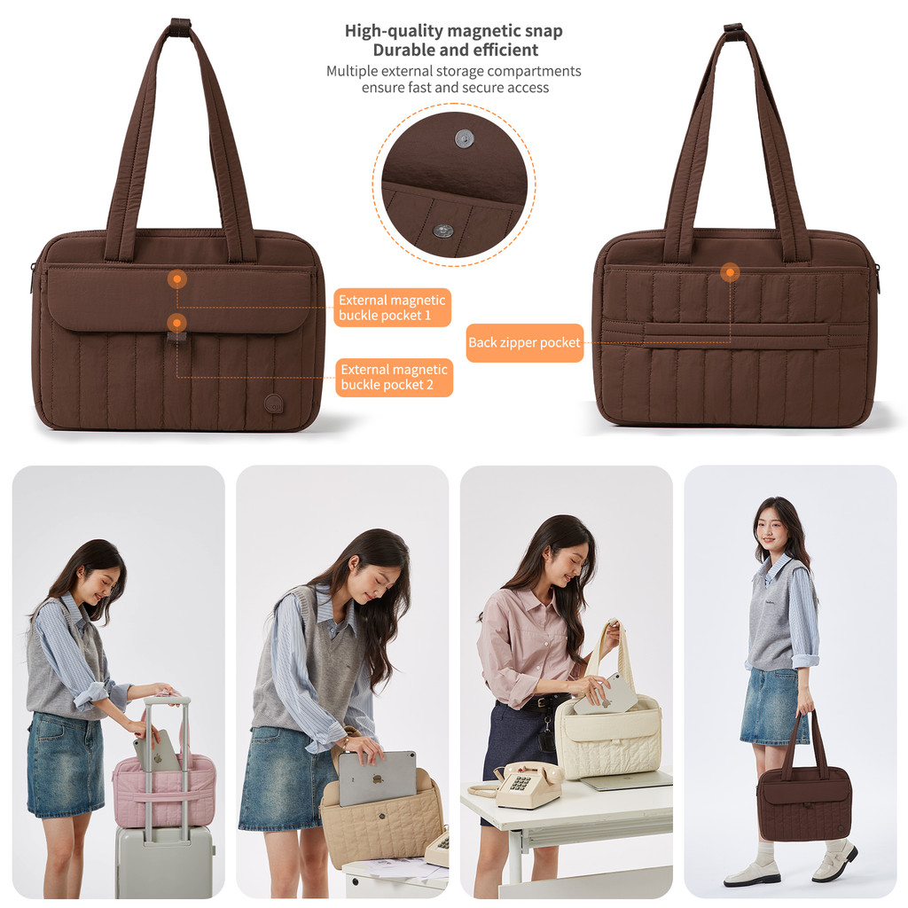 Aji กระเป๋าเอกสารแล็ปท็อปผู้หญิงกันน้ําน้ําหนักเบาแฟชั่นทุกวันไหล่กระเป๋าแล็ปท็อป - รูปที่ 2