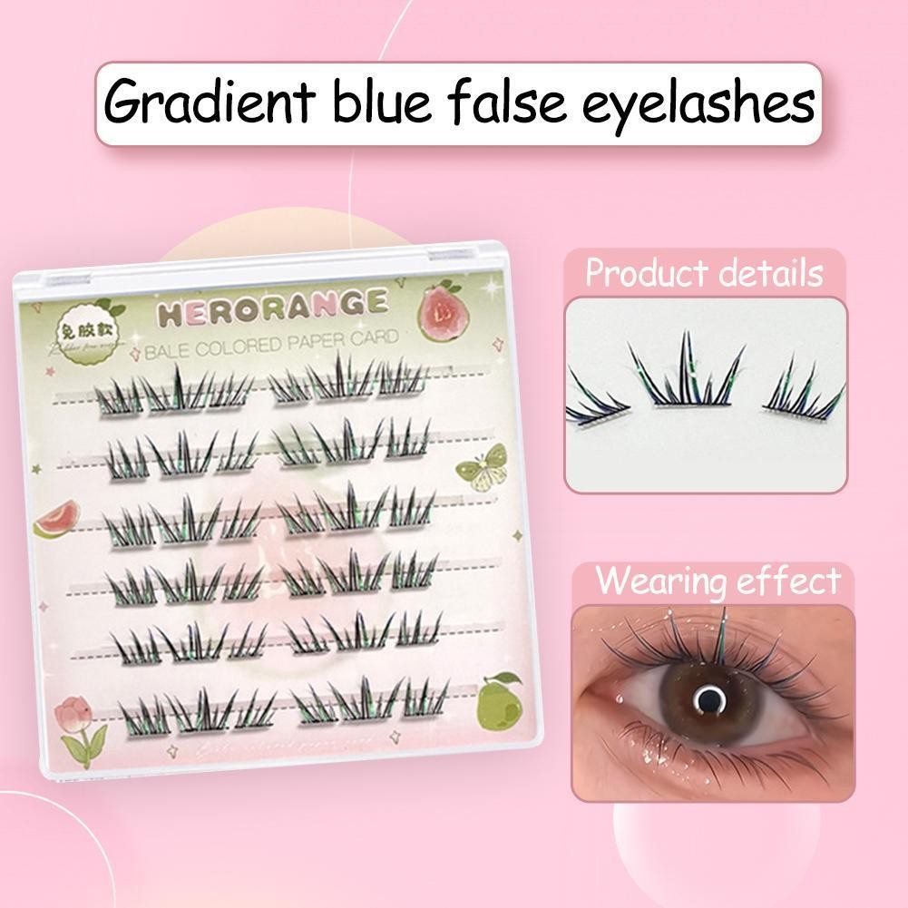 Fresh Gradient Peacock Blue Tears ขนตาปลอมประณีตประกายธรรมชาติจําลองเดี่ยว N0t2