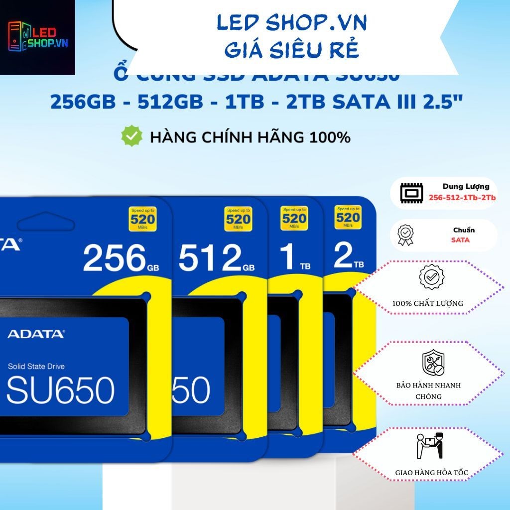 ADATA SU650 SSD ฮาร์ดไดรฟ์ 256GB - 512GB - 1Tb - 2Tb SATA III 2.5" - สินค้าของแท้
