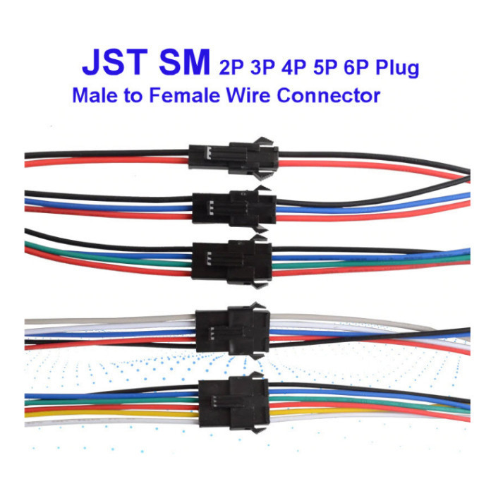 JST SM Male Female Plug Connector Cable 2pin 3pin 4pin 5pin 6pin