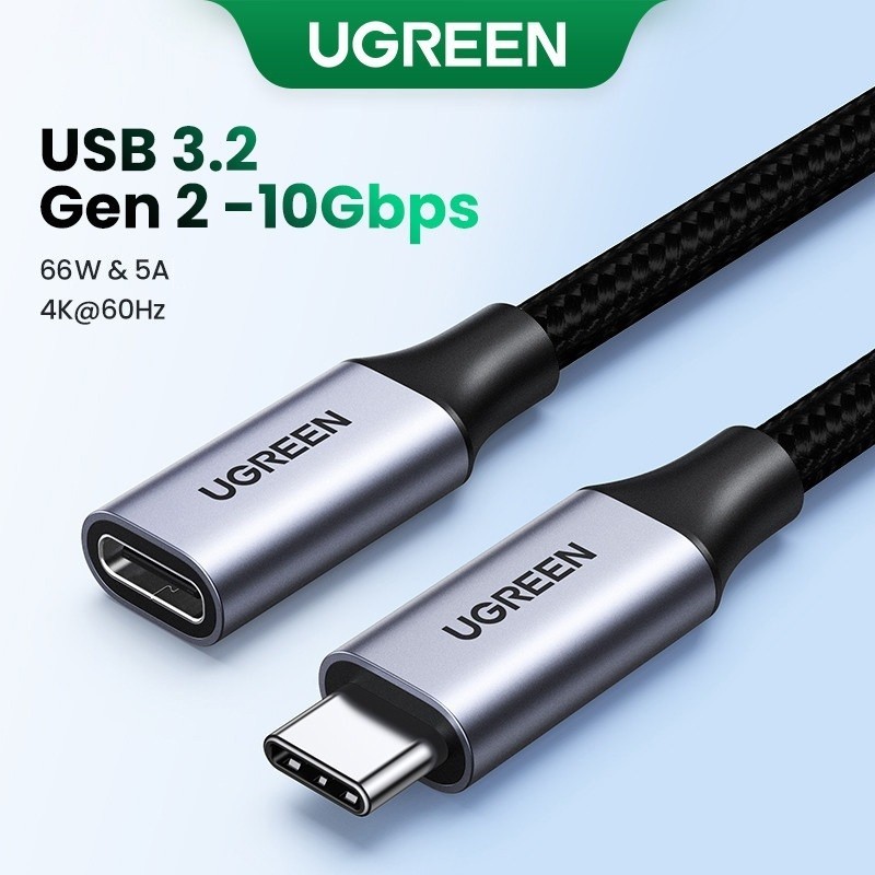 UGREEN สายต่อ USB C USB Type C 3.1 Gen 2 Male to Female Fast Charging & Audio Data Transfer Cable 1METER