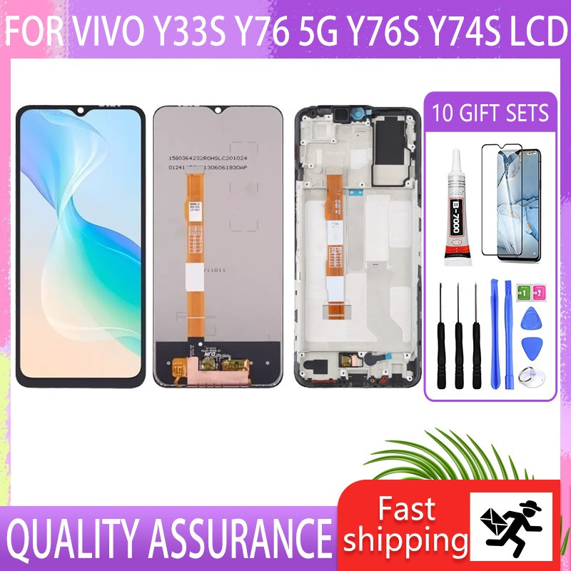 สําหรับ VIVO Y33s Y76 5G Y76S Y74S จอแสดงผล LCD กรอบหน้าจอสัมผัสจอแสดงผล
