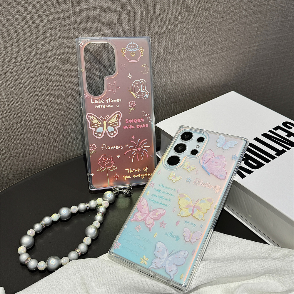 Samsungs25+ S24+ S22+ S23+ FE Ultra A25 A24 A05s A34 A54 A15 A14 A13 A55 A53 A52 A23 จี้กรณีLace ดอก