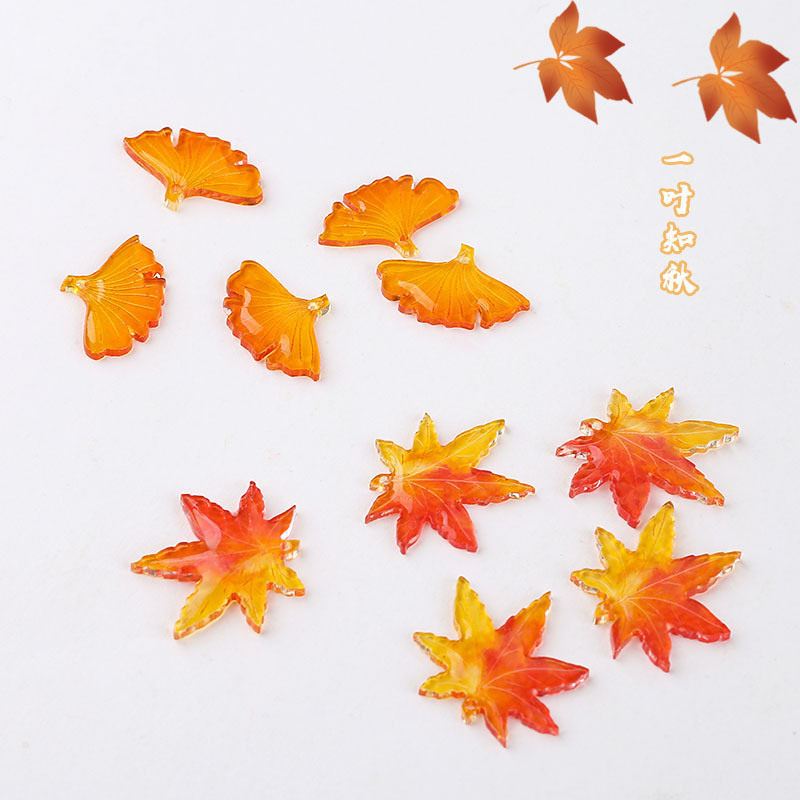 ฤดูใบไม้ร่วง Breath Gradient Maple Leaf Ginkgo Leaf Acetate จี้ DIY เครื่องประดับทําด้วยมือต่างหูต่างหู Hairpin วัสดุ