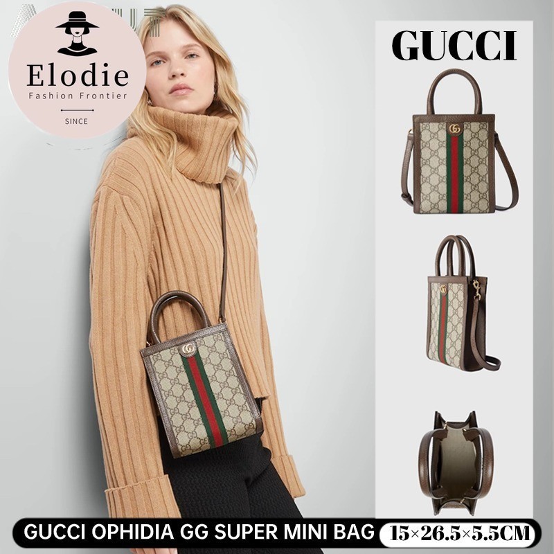 GUCCI OPHIDIA GG SUPER MINI BAG  (New)  Gucci Score Tote Bag กระเป๋าถือสตรี & กระเป๋าสะพายข้าง