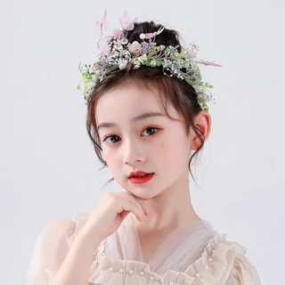 มงกุฎเจ้าสาวอุปกรณ์เสริมผมเด็กเจ้าหญิง Garland Tiara ดอกไม้งานแต่งงานสาวอุปกรณ์เสริมผม🔥 รวมภาษีแล้ว