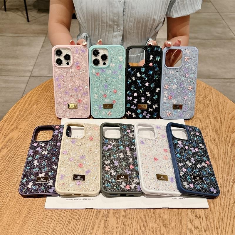 หรูหรา Swarovski สําหรับ iPhone 15 Pro Max Bling Rhinestone เพชรดอกไม้ฝาครอบโทรศัพท์สําหรับ iPhone 16 Pro Max iPhone 16 Plus ผู้หญิงแฟชั่น