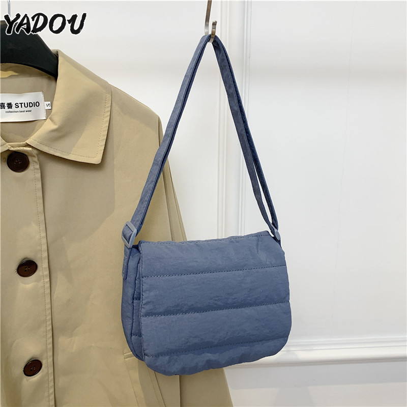 YADOU Niche design flap cloud bag เต็มไปด้วยผ้าฝ้ายกระเป๋าสะพายอเนกประสงค์สไตล์เกาหลี