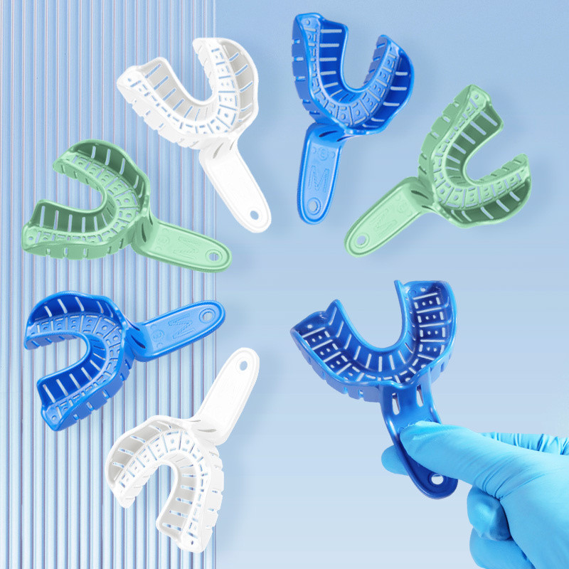 2 ชิ้น/คู่ทันตกรรม Implant Impression ถาดทันตกรรมพลาสติก Impression ถาดแบบพกพาทิ้งทันตกรรมฟันถาด