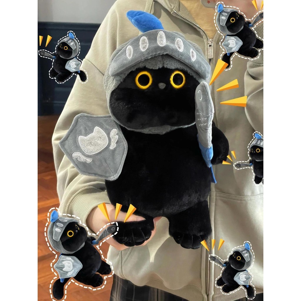 ใหม่อัศวินแมวของเล่นตุ๊กตาน่ารักแมวดําอัศวินตุ๊กตาแมวสร้างสรรค์ของขวัญวันเกิดที่ถอดออกได้40เซนติเมตร20เซนติเมตร