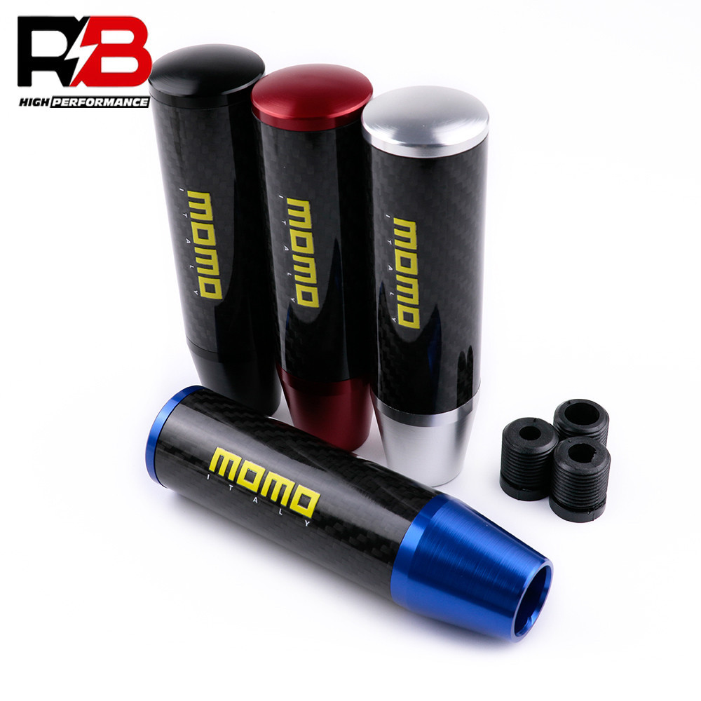 13 ซม.MOMO Universal Manual Car คาร์บอนไฟเบอร์เกียร์ Shift Knob Shifter Lever Head
