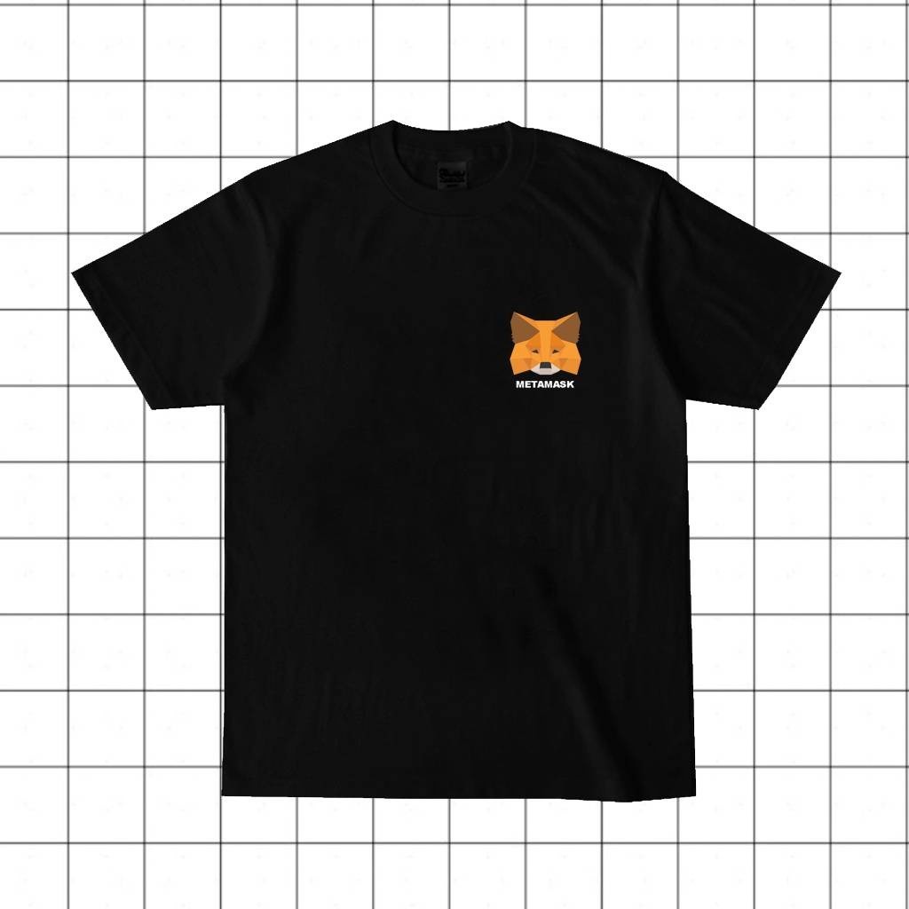 ญี่ปุ่น เสื้อยืดคอกลมพิมพ์ลาย Metamask สีดําสีขาวข ธรรมดา หลวม รัดรูป ใส่สบายๆ ไซส์ใหญ่