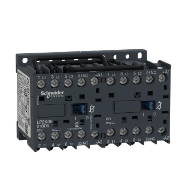 ✵LP2K0601BD3 LP2-K0601BD3 reversing Contactor, TeSys K, 3P, AC-3/AC-3e,440V 6A, 1NC, 24V DC coil,wit