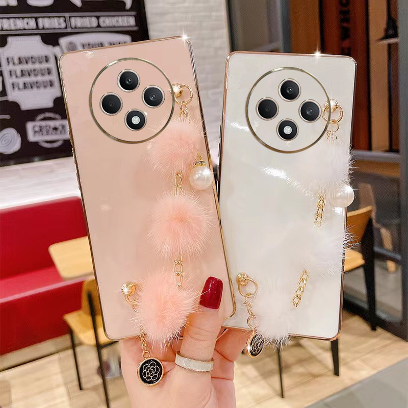 พร้อมสต็อกเคสโทรศัพท์สําหรับoppo Reno12 F A3 Pro Reno 12 12F Reno12F OPPOA3 A3Pro OPPOA3Pro 5G Handphoneปลอกพร้อมHball Pearlสร้อยข้อมือสําหรับสาวพรีเมี่ยมSimple Softcase Cover