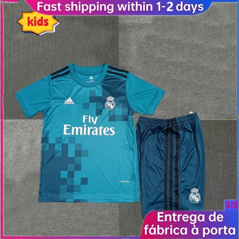 Ronaldo 7# เสื้อเด็ก Retro 2017/18 REAL MADRID THIRD เสื้อฟุตบอลเด็ก