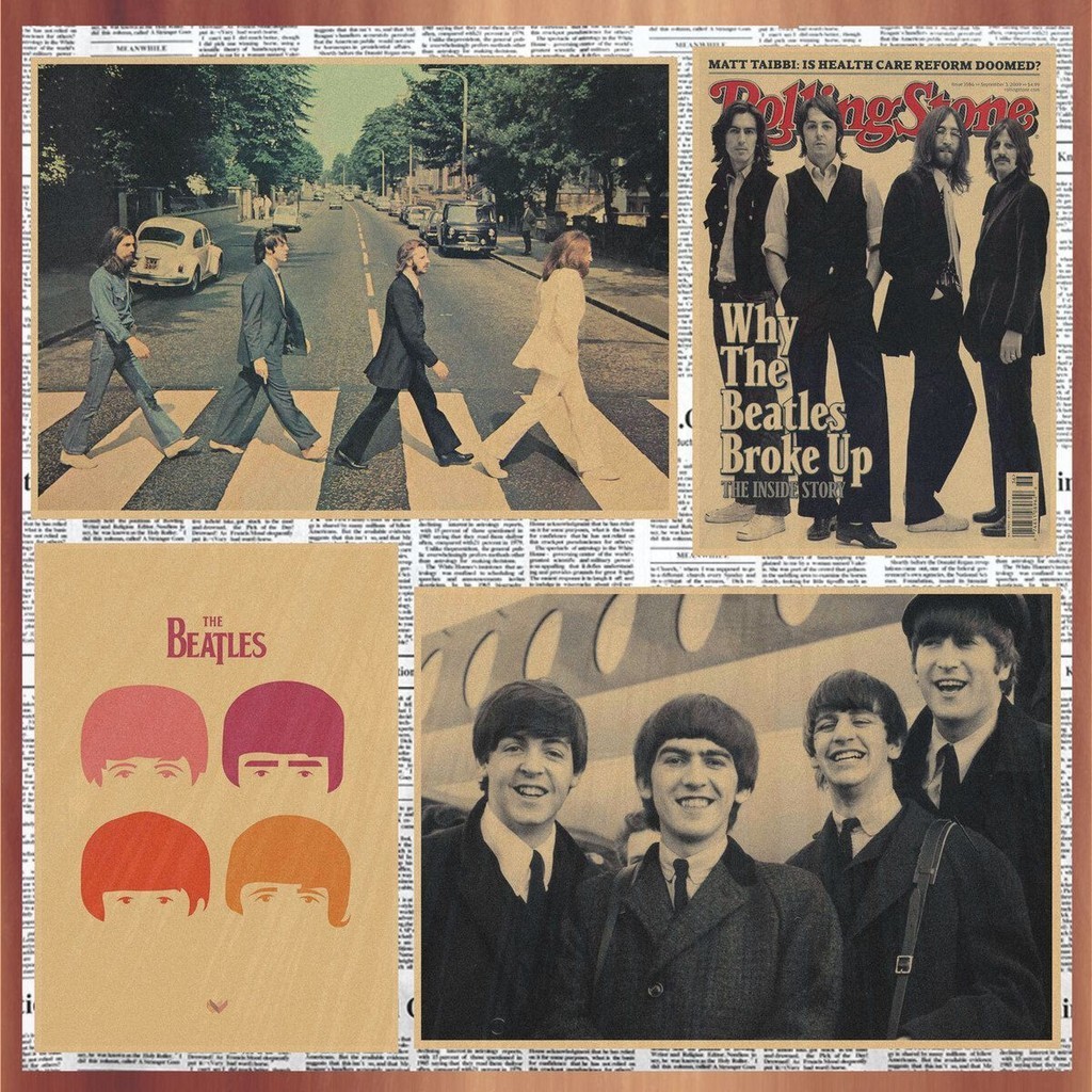 The Beatles Rock Band Retro สติ๊กเกอร์ติดผนัง Bar Cafe ภาพจิตรกรรมฝาผนังตกแต่ง Vintage วอลล์เปเปอร์กันน้ํา