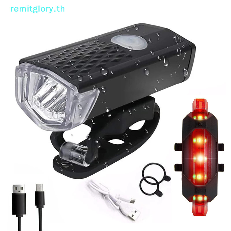 Remitglory จักรยานจักรยาน USB LED ชาร์จชุด MTB จักรยานเสือหมอบด้านหน้าด้านหลังไฟหน้าไฟฉายขี่จักรยานอุปกรณ์เสริม TH