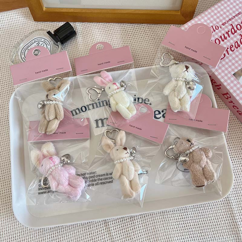 Cute Rabbit Dolls Keychain Bunny Heart Key Chain Korean INS Punk Bag Decoration Y2K Fashion Jewelry Pendant Accessories Gift ราคา ถูกที่สุด ดีลบีเคเค แกลเลอรีภาพที่ 2