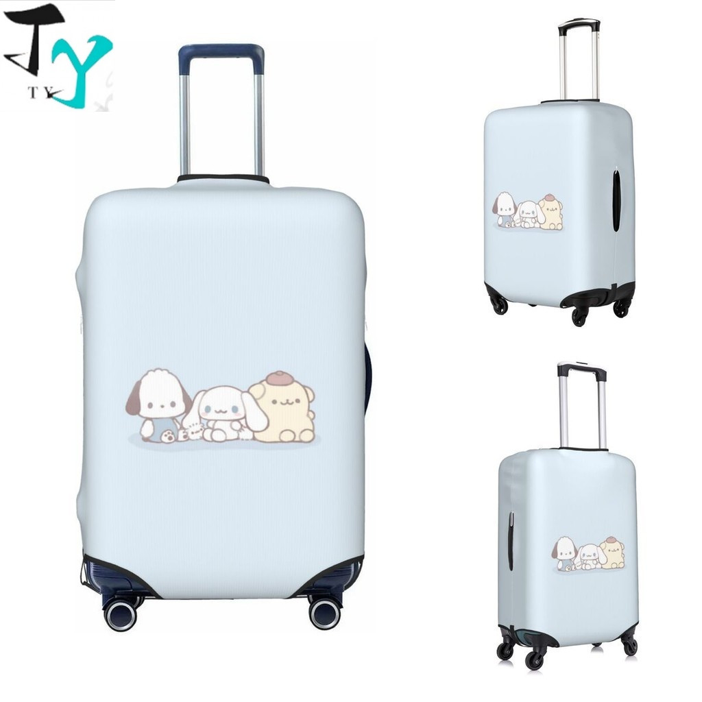 น่ารัก Pochacco ออกแบบการพิมพ์กันฝุ่นกระเป๋าเดินทาง Protector ล้างทําความสะอาดได้ยืดหยุ่นกระเป๋าเดิน