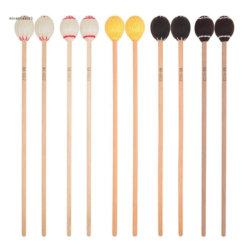 ✿ 1 คู่ Marimba Mallets ขนสัตว์ Mallets Percussion พร้อมที่จับเรียบ