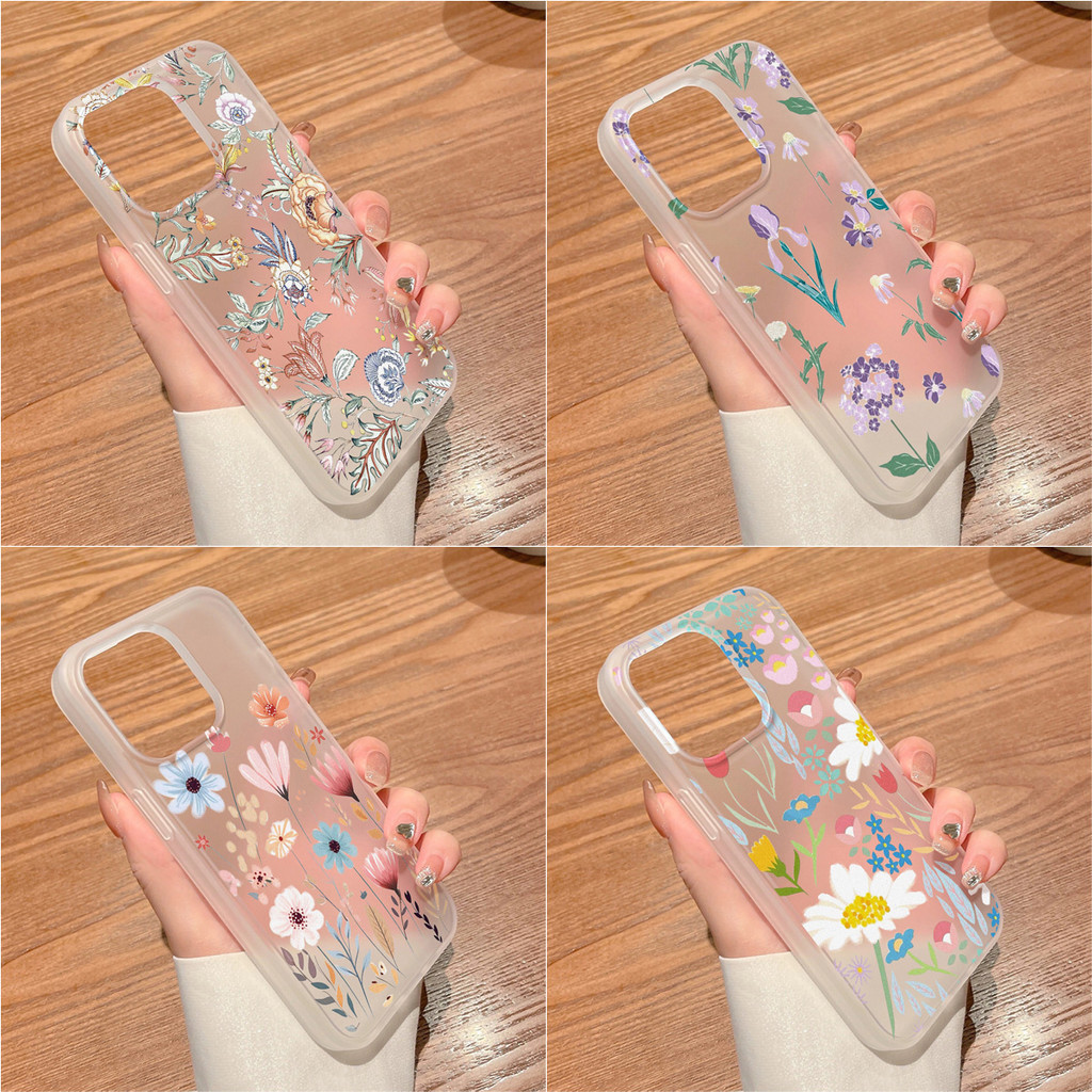 ปลอกฝ้า เคส for iphone 11 14 13 17 Air 12 15 Pro Max 15 14 Plus เคสโทรศัพท์มือถือ ฝาหลังซิลิโคนอ่อนนุ่ม กันกระแทก ดอกไม้