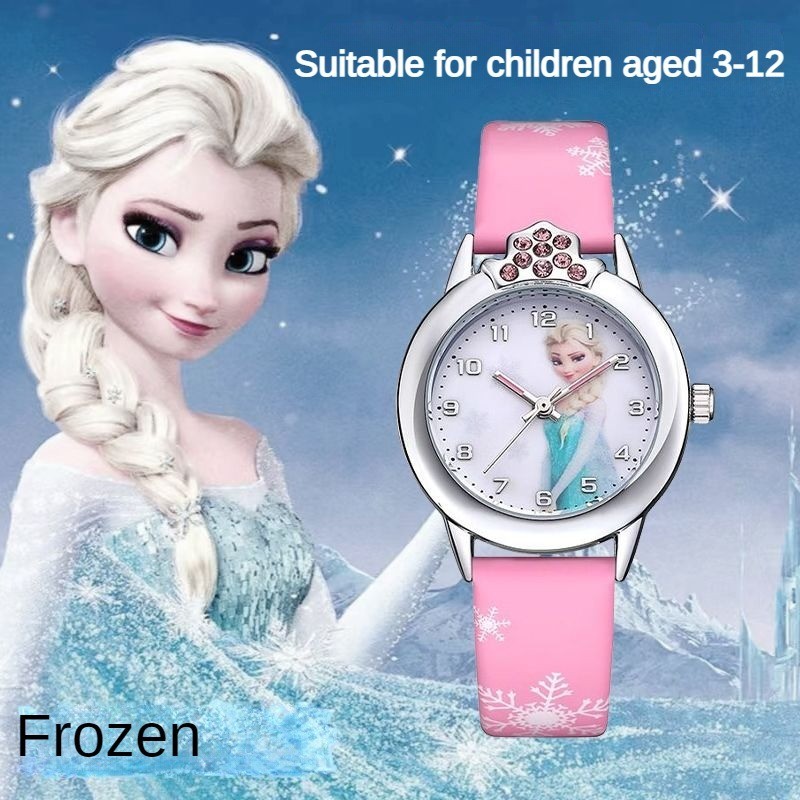Frozen Anna Elsa Princess Watch เด็กผู้หญิงการ์ตูนเด็กน่ารัก Silent Waterproof Quartz Electronics