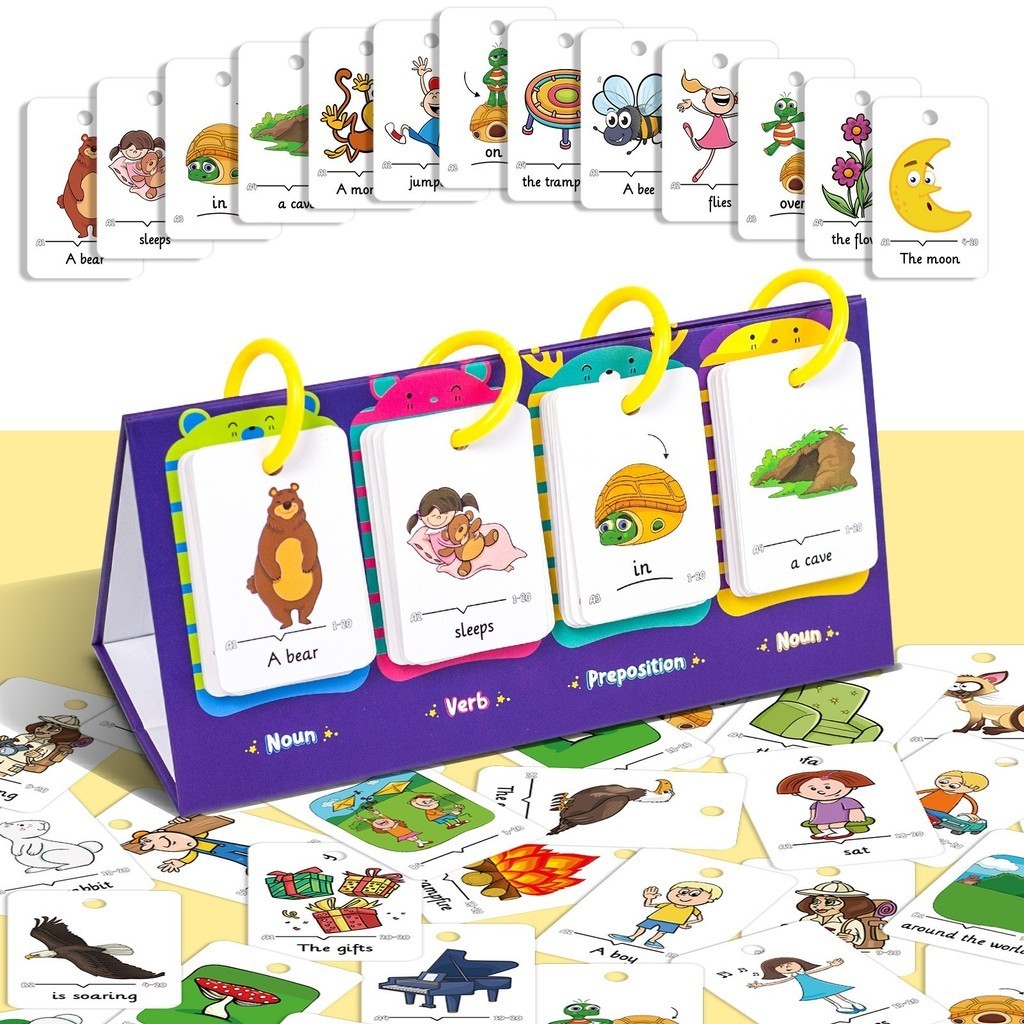 80Pcs English Words Sentence Building Flashcards Double Side Vocabulary Sentences Construction Educational English Cards