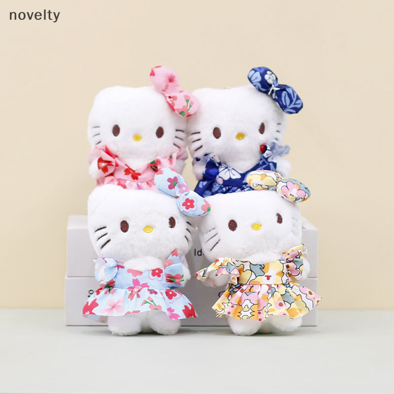 Nly Kawaii ดอกไม้กระโปรง Hello Kitty ของเล่นตุ๊กตาการ์ตูน Sanrio Cat จี้ตุ๊กตาตุ๊กตาพวงกุญแจรถกระเป๋าเป้สะพายหลังกระเป๋าตกแต่งของขวัญเด็ก N