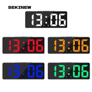 SEKINEW นาฬิกาปลุกดิจิทัล LED บอกอุณหภูมิ ปฏิทิน มีไฟแบ็คไลท…
