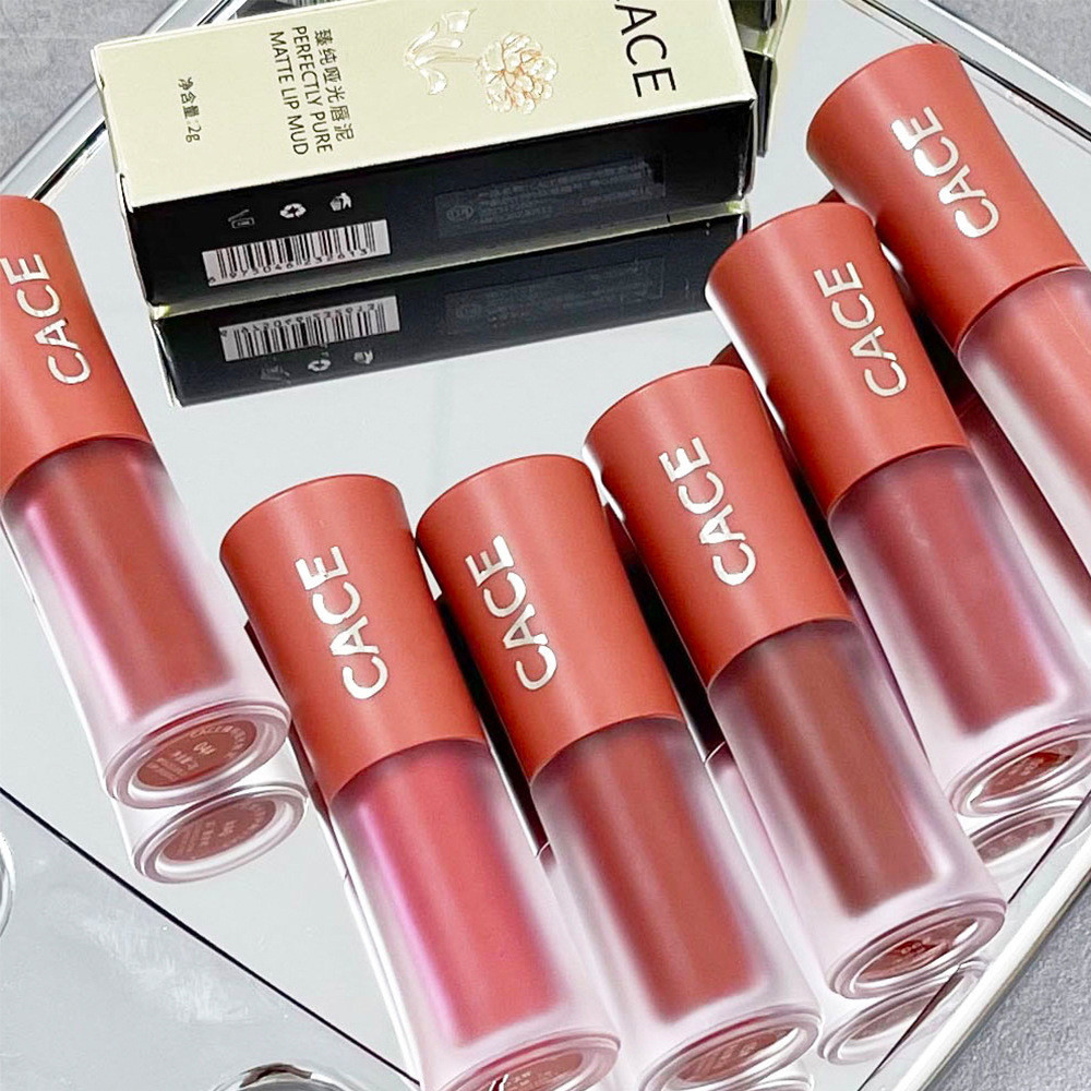 CACE Pure Matte Lip Mud Velvet White All-match Women's High Color ins โดยไม่ต้องแต่งหน้านักเรียน