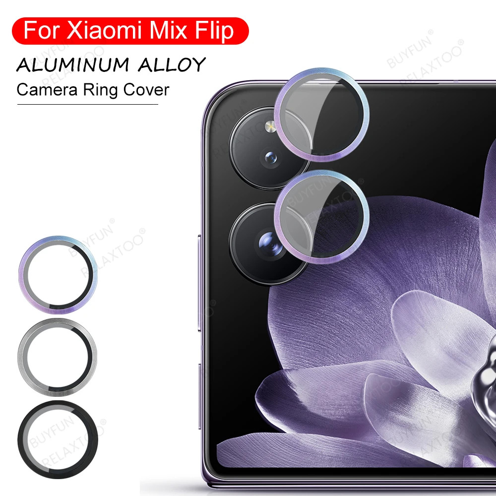 ฝาครอบแหวนเลนส์โลหะผสมอลูมิเนียมสําหรับ Xiaomi Mi MIX Flip 2024 กรณี Mixflip 3D กระจกนิรภัยป้องกันกล้อง