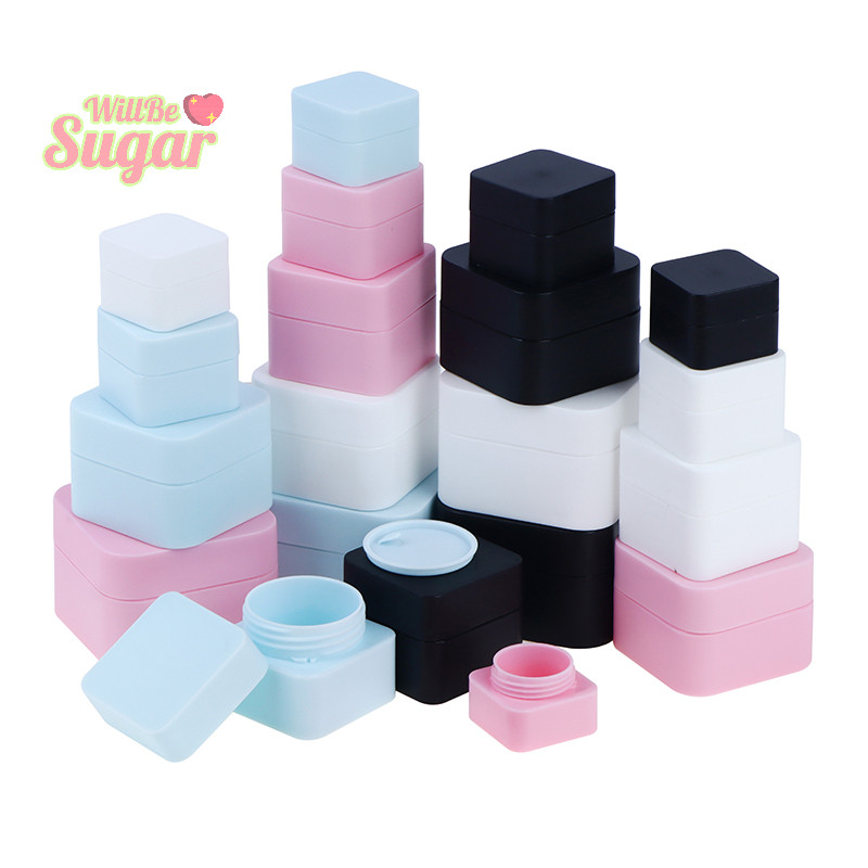 [WillBesugarT] 5g-50g พลาสติกเปล่า Nail Art เครื่องสําอาง Square Containers Jar ตัวอย่างขนาดเล็กครีมหม้อเล็บเจลกล่องแป้งแต่งหน้าโลชั่นเครื่องมือ [ใหม่]