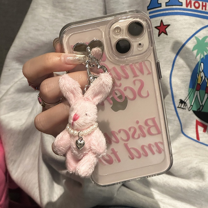 เกาหลี Kawaii ตุ๊กตากระต่ายโทรศัพท์ Charms จี้น่ารัก Key Chain สําหรับ iPhone Samsung น่ารักผู้หญิงสาวสายคล้อง Lanyard แขวนสายไฟ